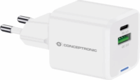 Conceptronic ALTHEA15W GaN USB-A / USB-C Hálózati töltő - Fehér (20W)