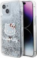 Hello Kitty Liquid Glitter Charms Head Logo iPhone 14 telefon tok - Átlátszó