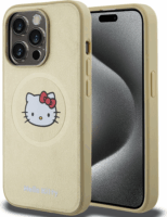 Hello Kitty MagSafe Kitty Head iPhone 15 Pro Max Keménykeretes bőr telefon tok - Gold