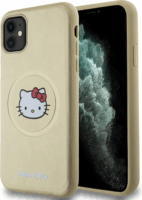 Hello Kitty MagSafe Kitty Head iPhone 11 / XR Keménykeretes bőr telefon tok - Gold