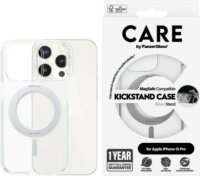 PanzerGlass Kickstand iPhone 15 Pro MagSafe Telefon tok kitámasztóval - Átlátszó / Ezüst