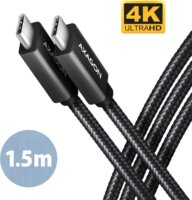 Axagon BUCM32 USB-C apa - USB-C apa 3.2 Adat és töltő kábel - Fekete (1,5m)