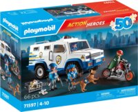 Playmobil 71597 Action Heroes - Pénzszállító páncélautó motoros rablóval