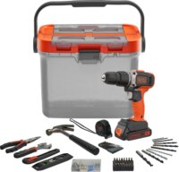 BLACK+DECKER BCKSB02 Akkus Ütvefúró-csavarozó + 62 darabos szerszám készlet