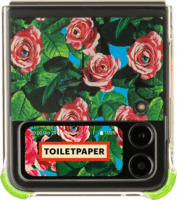 Samsung Galaxy Z Flip 4 Toiletpaper rózsa mintás Tok - Zöld