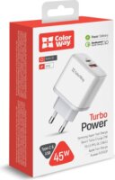 Colorway CW-CHS042PD-WT USB-A / USB-C Hálózati Gyorstöltő Adapter 45W - Fehér