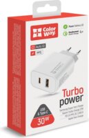 Colorway USB-A / USB-C Hálózati Gyorstöltő Adapter 30W - Fehér