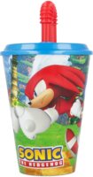 Stor Toys Sonic Műanyag gyerek Pohár szívószállal 430ml - Kék / piros