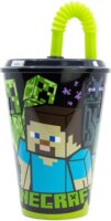 Stor Toys Minecraft Műanyag gyerek Pohár szívószállal 430ml - Fekete