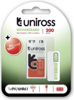 Uniross UH19V200 Újratölthető 9V blokkelem 200mAh 8.4V