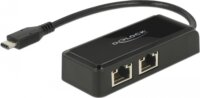 Delock 63927 USB-C 2x Gigabit Ethernet adapter - Fekete