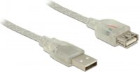 Delock 82244 USB-A apa - USB-A anya 2.0 Hosszabbító kábel 0.3m - Áttetsző