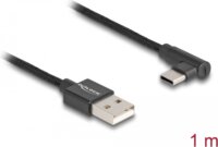 Delock 80030 USB-A apa - USB-C 90° apa 2.0 Adat és töltő kábel 1m - Fekete