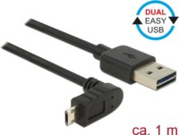 Delock 83848 Easy-USB-A apa 90° MicroUSB-B apa 2.0 Adat és töltő kábel 1m - Fekete