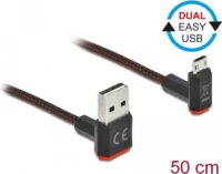 Delock 85265 90° Easy-USB-A - MicroUSB-B 90° apa 2.0 Adat és töltő kábel 0.5m - Fekete