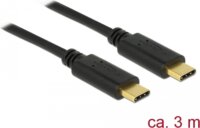 Delock 83867 USB-C apa - USB-C apa 2.0 Adat és töltő kábel 3m - Fekete