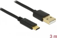 Delock 85209 USB-A apa - USB-C apa 2.0 Adat és töltő kábel 3m - Fekete