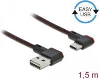 Delock 85282 Easy 90° USB-A apa - 90° USB-C apa 2.0 Adat és töltő kábel 1.5m - Fekete