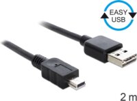 Delock 85554 Easy USB-A apa - Mini USB Type-B apa 2.0 Adat és töltő kábel 2m - Fekete