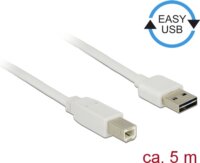 Delock 85155 Easy USB-A apa - USB-B apa 2.0 Adat és töltő kábel 5m - Fehér