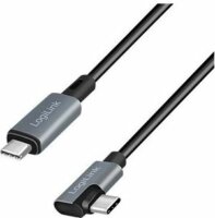 Logilink CU0184 USB-C apa - 90° USB-C apa 2.0 Adat és töltő kábel 3m - Fekete