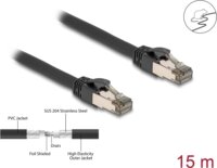 DeLock 80245 U/FTP Cat6a RJ45 Flexibilis Patch kábel 15m - Fekete