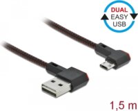 Delock 85272 Easy-USB-A 90° apa - MicroUSB-B 90° apa 2.0 Adat és töltő kábel 1,5m - Fekete