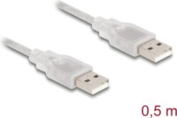 DeLock 83886 USB-A apa - USB-A apa 2.0 Összekötő kábel 0.5m - Áttetsző