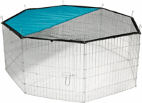 KERBL Modular Run Rabbit Dog Pen Kültéri 8 darabos összerakható fém Kisállat ketrec + Takaróponyva (57 x 56 cm) - Szürke