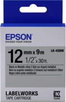 EPSON S654019 LK-4SBM Metalic feliratozógép szalag 12mm (9m) - Fekete/Ezüst