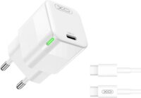 XO CE06 USB-C Hálózati Gyorstöltő Adapter 30W + USB-C kábel - Fehér