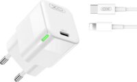 XO CE06 USB-C Hálózati Gyorstöltő Adapter 30W + Lightning kábel - Fehér