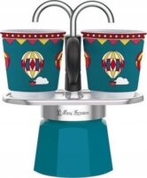 Bialetti Winter Wonderland 2 személyes Mini Kotyogós kávéfőző 2 csészével - Türkiz