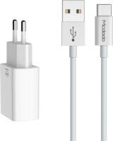 Mcdodo CH-6721 2x USB-A Hálózati Töltő Adapter + USB-A - USB-C Adat és töltőkábel 1m - Fehér