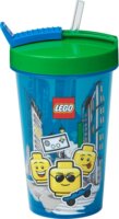 LEGO Coppenhagen 500ml Műanyag gyerek pohár szívószállal - Iconic fiú mintás