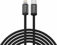 Devia Gracious Tube USB-C apa - Lightning apa Adat és töltőkábel 1m - Fekete