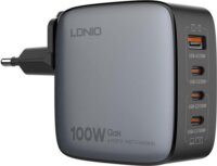 LDNIO Q408 USB-A / 3x USB-C Hálózati Gyorstöltő Adapter 100W - Fekete