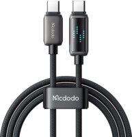 Mcdodo CA-4250 USB-C apa - USB-C apa 3.0 Adat és töltőkábel LED kijelzővel 1.2m - Fekete