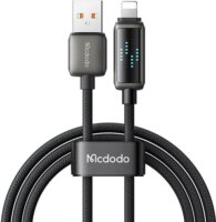 Mcdodo CA-5250 USB-A apa - Lightning apa 2.0 Adat és töltőkábel LED Kijelzővel 1.2m - Fekete