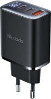 Mcdodo CH-2180 2xUSB-C / USB-A Hálózati Gyorstöltő Adapter Digitális kijelzővel 30W - Fekete