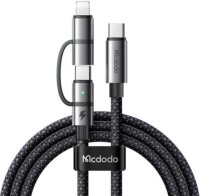 Mcdodo CA-0450 2in1 USB-C apa - USB-C apa + Lightning Adat és töltőkábel 1.2 m - Fekete