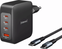 Intenso W140 3x USB-C / USB-A Hálózati Gyorstöltő Adapter + USB-C Kábel 140W - Fekete