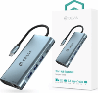 Devia ST399992 Leopard USB-C apa - USB/HDMI/SD/RJ45 anya Többportos Átalakító Adapter - Szürke