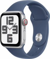 Apple Watch SE (2024) GPS + Cellular (40mm) Okosóra - Ezüst Aluminium tok Denim Sportszíjjal (M/L)