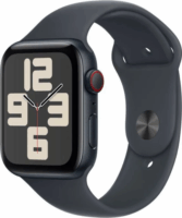 Apple Watch SE (2024) GPS + Cellular (44mm) Okosóra - Éjfekete Aluminium tok Éjfekete Sportszíjjal (S/M)