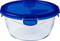 Pyrex 288PG Cook&Go Hőálló Üveg tárolóedény fedővel 1,6L - Átlátszó / Kék