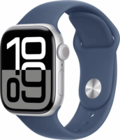 Apple Watch Series 10 GPS + Cellular (42mm) Okosóra - Ezüst Alumíniumtok Denim Sportszíjjal (M/L)