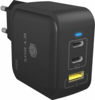 Icy Box IB-PS1030-PD USB-A / 2x USB-C Hálózati Gyorstöltő Adapter 65W - Fekete