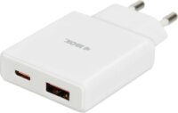 iBOX C-43 USB-A / USB-C Lapos Hálózati Gyorstöltő Adapter 30W - Fehér