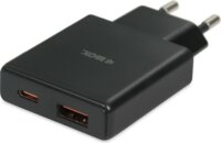 iBOX C-43 USB-A / USB-C Lapos Hálózati Gyorstöltő Adapter 30W - Fekete